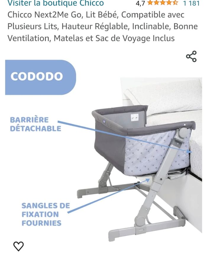 Cododo Chicco next to me GO - neuf - photo numéro 3