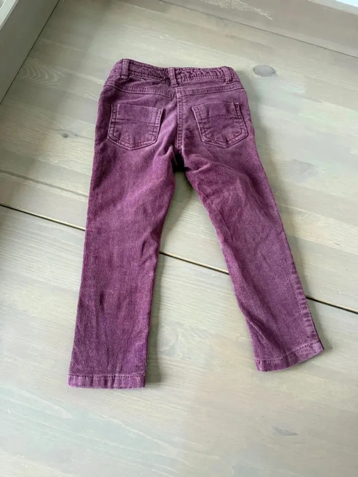 Pantalon Fille Gemo en Velours Côtelé Violet - Très Bon État - Taille 2 Ans - photo numéro 3