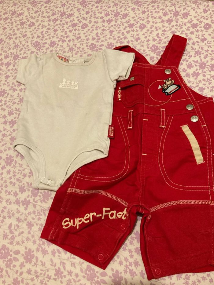 Ensemble salopette et bodie taille 3 mois