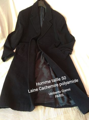 Manteau bleu marine homme laine cachemire taille 50