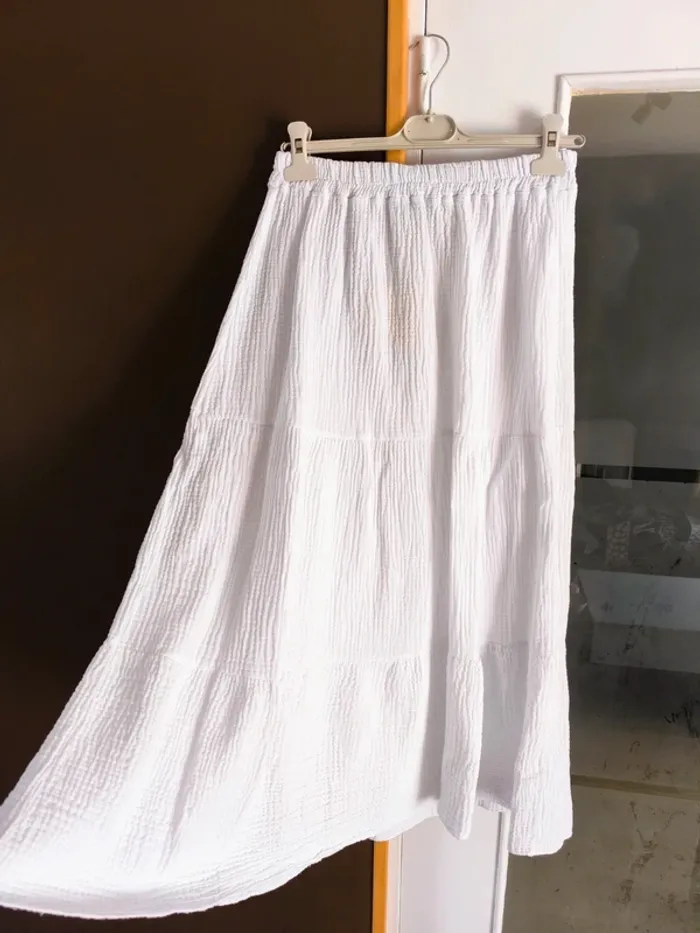 Jupe longue blanche gaz de coton TU 36 à 42 - photo numéro 4