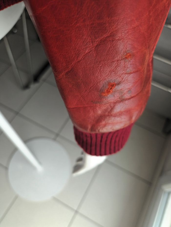 Blousons vintage cuir epais rouge REDSKINS - photo numéro 5