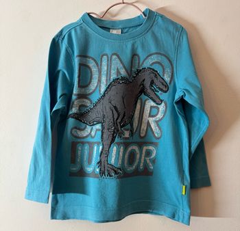T-shirt manches longues turquoise dinosaure /