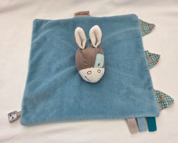 Doudou cheval / âne carré plat bleu - Nattou