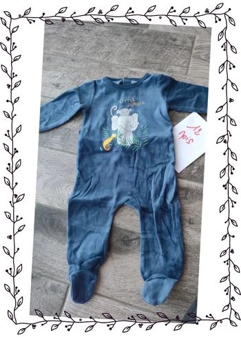 Pyjama grenouillère velours animaux jungle