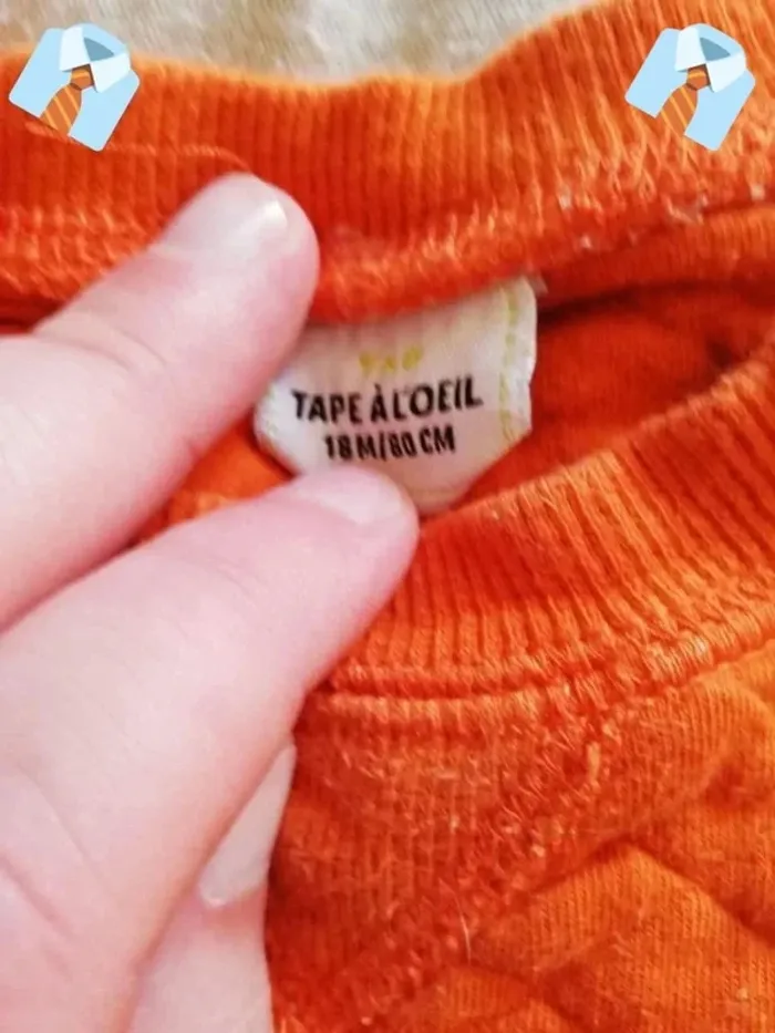 Gilet Orange "Tape à l'Oeil" - Taille 18 Mois - photo numéro 3