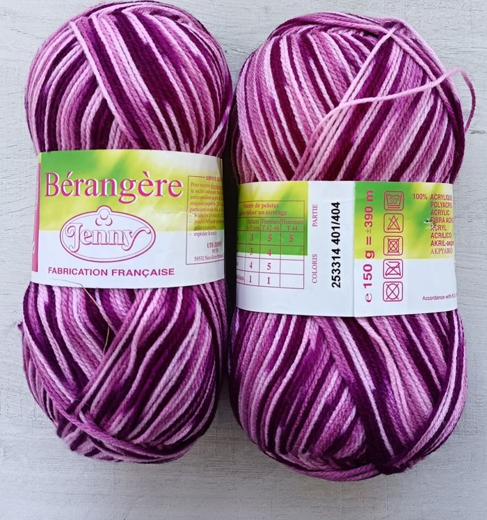 Lot de 2 pelotes de laine 150 g Jenny neuves
