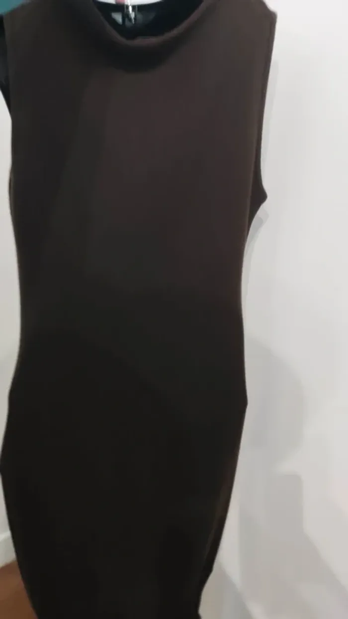Ensemble 2 pièces robe longue et gilet assorti  marron tera bora taille 2 - photo numéro 9
