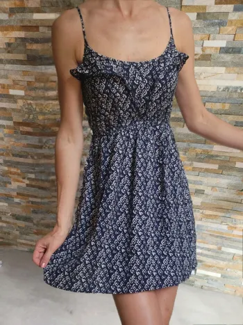 Jolie robe légère bleu marine beige Pimkie 34 / 36