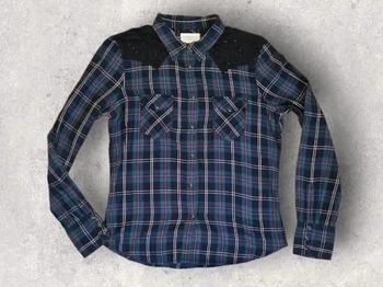 Chemise a carreaux et dentelle Ralph Lauren femme taille L