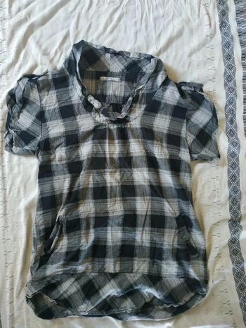 Tunique manche courte à poche à carreaux