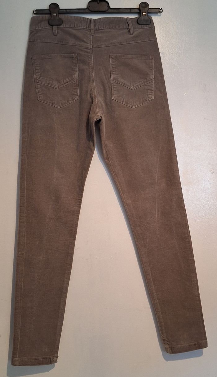 Pantalon en velours couleur unie beige/gris - photo numéro 3