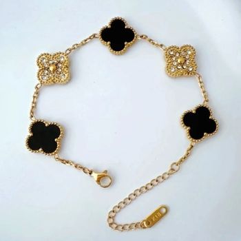 Bracelet En Acier Inoxydable neuf 18k trèfle porte-bonheur élégant et résistant à l'eau 💦