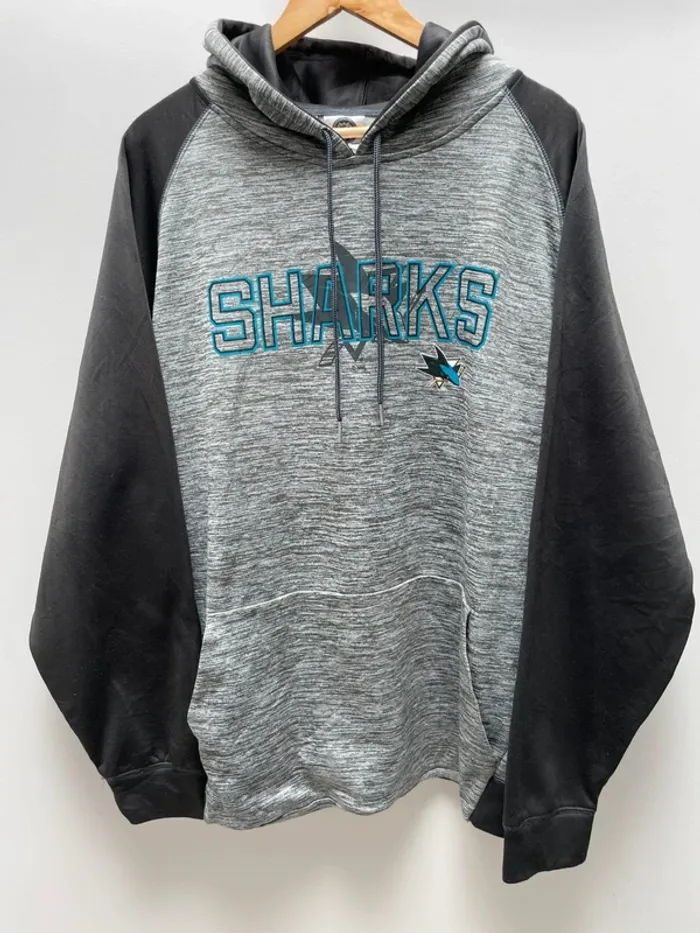NHL hockey San Jose Sharks grey hoodie sweater Mens XXL