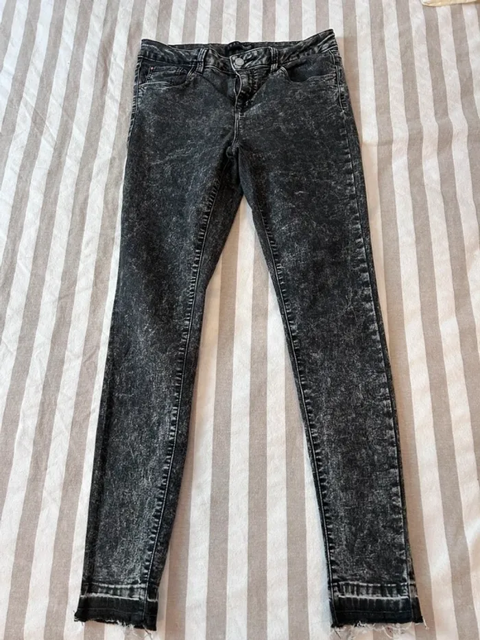 Jeans gris effet délavé skinny taille 40
