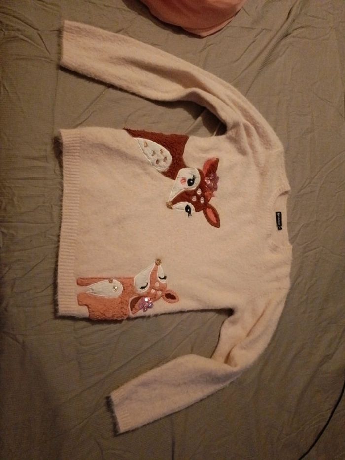 Pull 14 ans in extenso biche faon