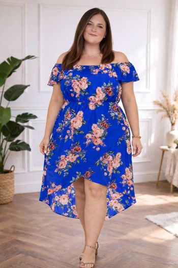 Robe fluide éclat bohème bleue à imprimé floral rose Femme taille 54 marque Boohoo 💍 