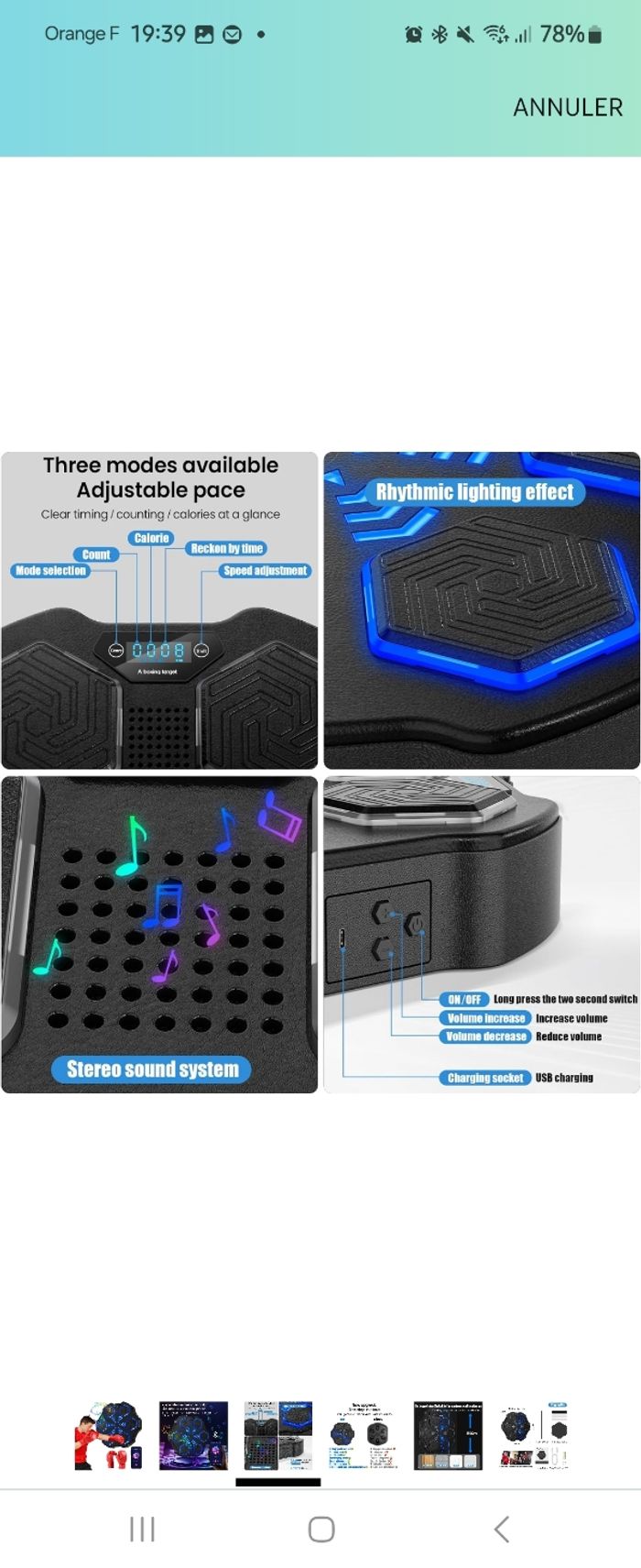 Machine de boxe mural bluetooth sound - photo numéro 2