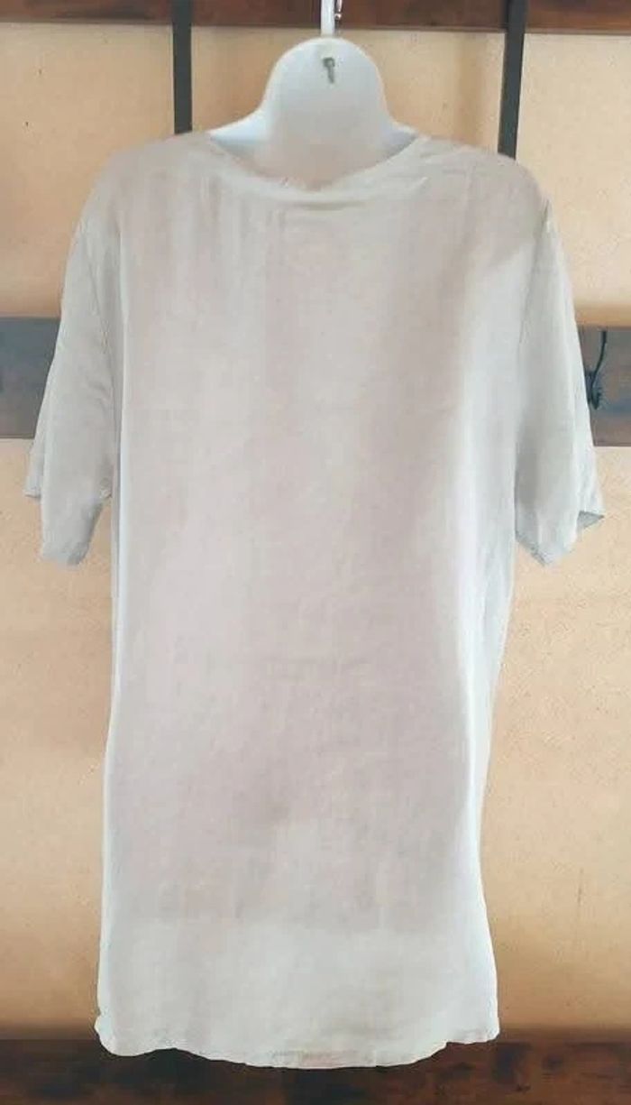 Blouse en Lin crème T-44 - photo numéro 4