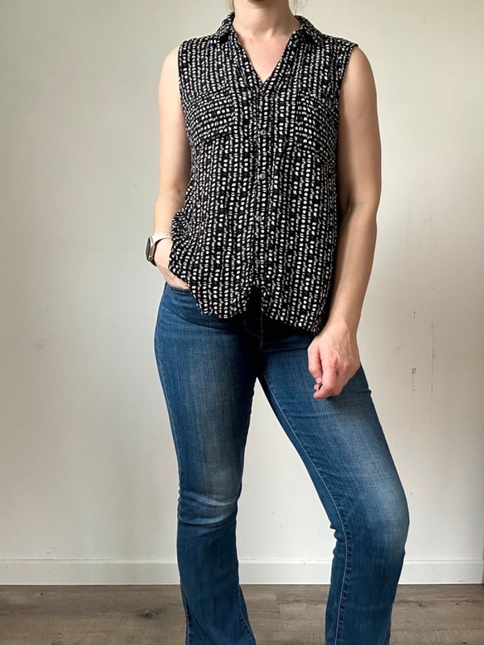 Chemise sans manches noire et blanche – Taille 36/38 – Très bon état - photo numéro 4