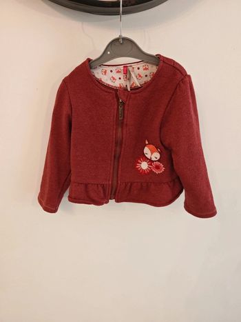 Gilet bordeaux renard fille 23 mois