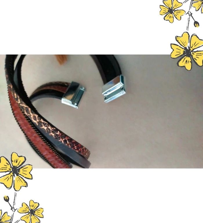Bracelet multirangs fantaisie – Tons chauds & pampille beige - photo numéro 9