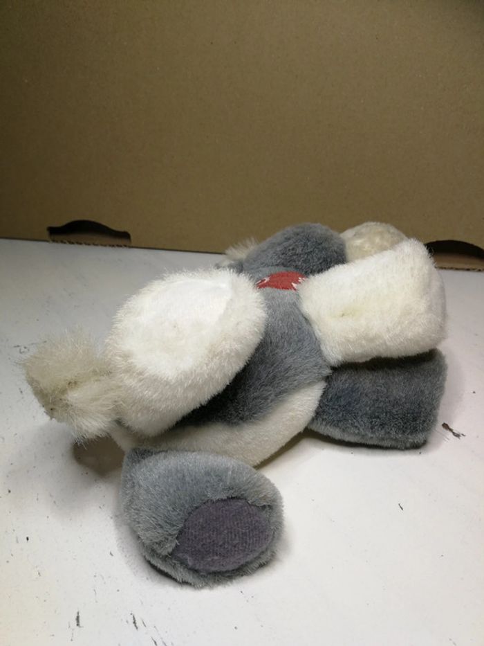 Peluche âne bourrique poney cheval gris blanc bandana - photo numéro 6