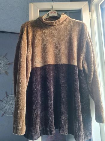 Pull femme. Marron bicolore. Longueur 75. Aisselles à aisselles 69. Taille 46 · Earthbound