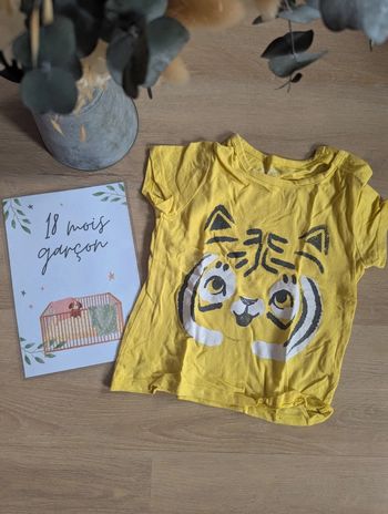 T-shirt jaune tigre Kiabi 18 mois