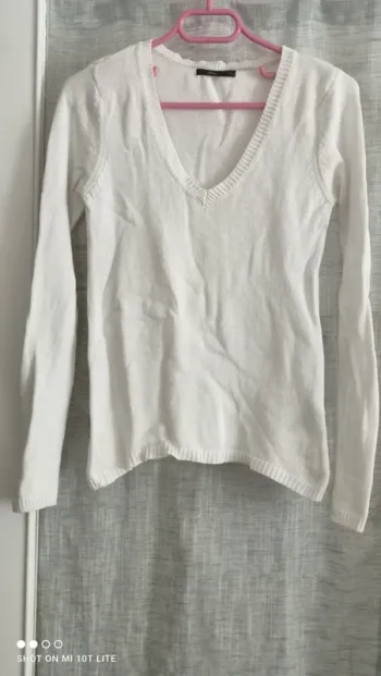 Pull blanc coton mim