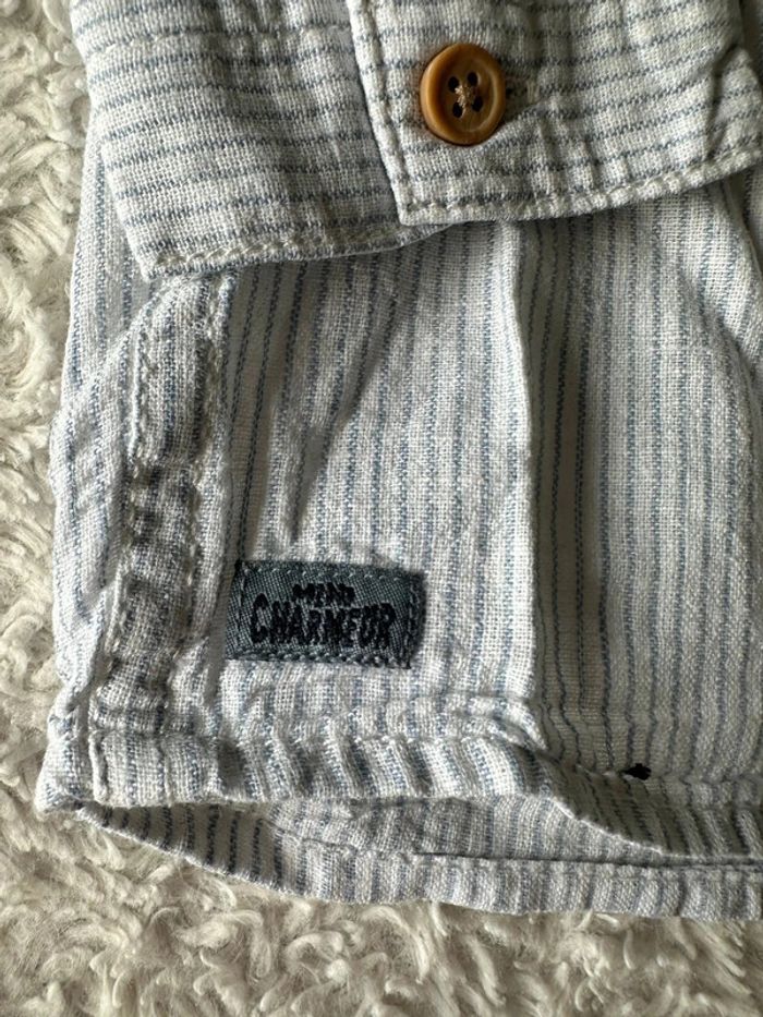 Chemise rayée blanche et bleu clair 12 mois gemo - photo numéro 4