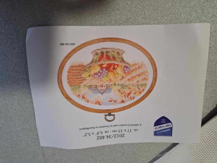 Kit broderie point de croix complet panier fruits/paysage Vervaco neuf - photo numéro 2