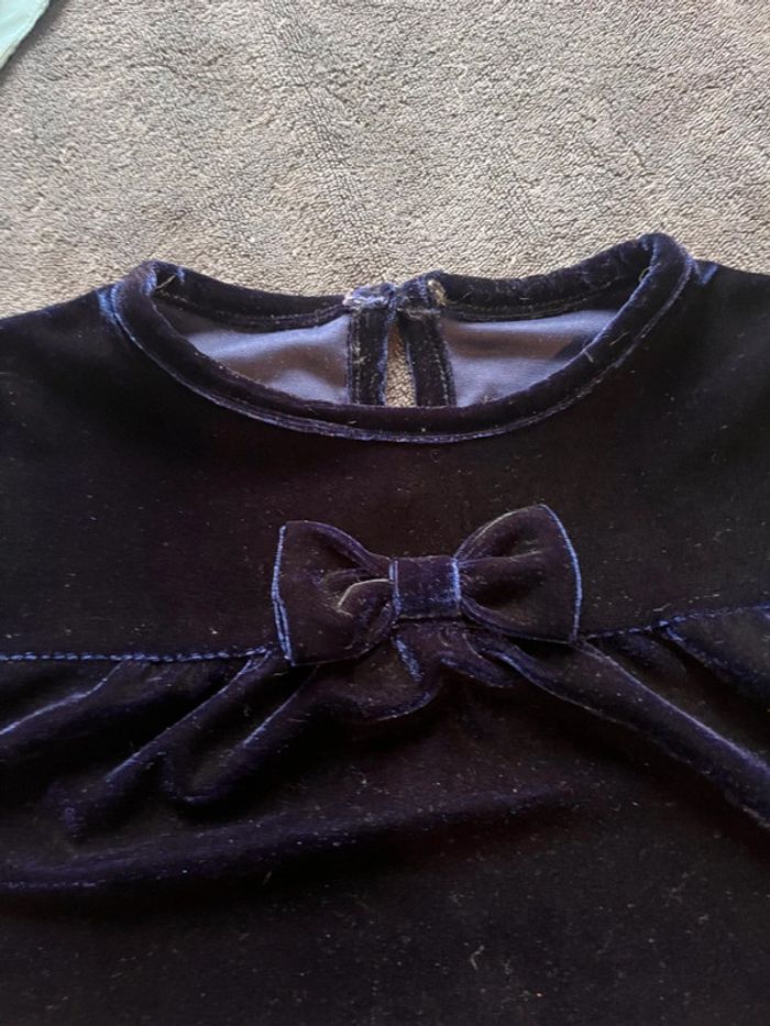 Robe fête fille 36 mois velours bleu pailleté - photo numéro 2
