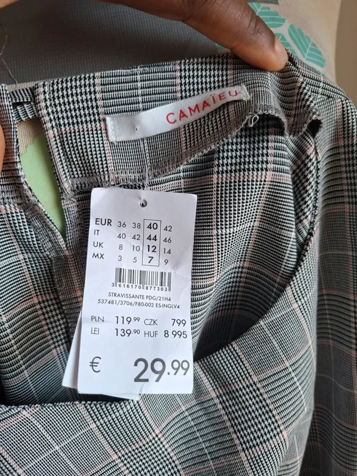 Robe grise à carreaux- coupe droite et élégante, Camaïeu neuve, taille 40 - photo numéro 6