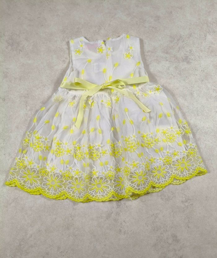 Robe blanche ruban jaune fille pink rabbit taille 36 mois - photo numéro 2