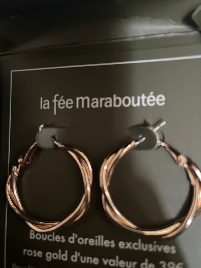 Magnifiques créoles or rose la Fée maraboutee dans coffrets - photo numéro 3