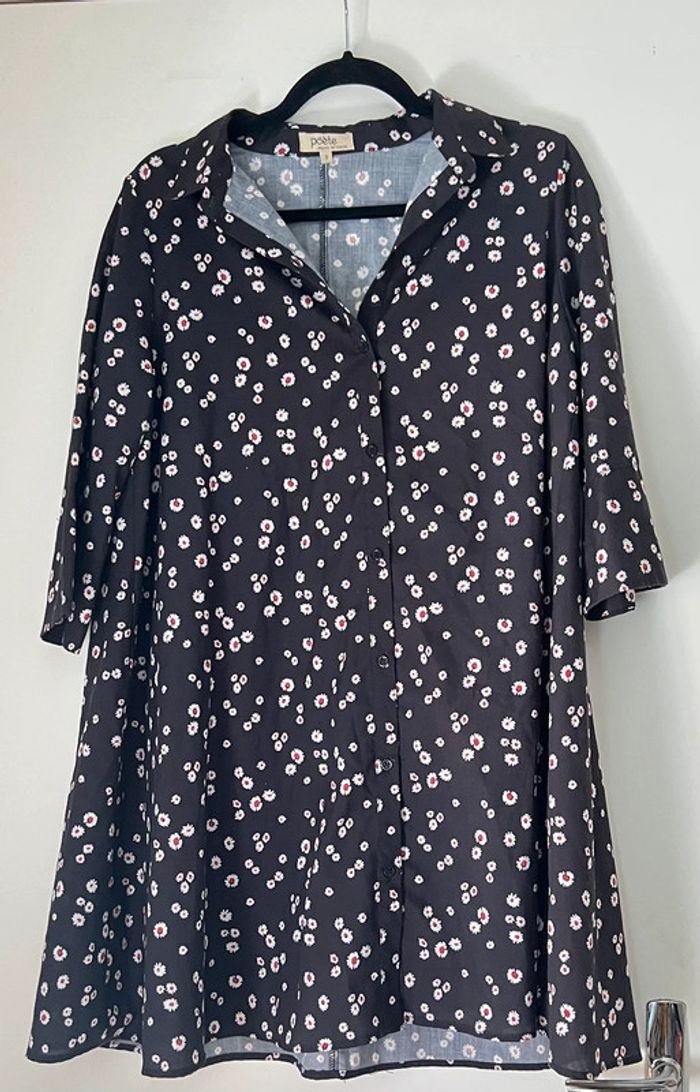 Robe chemise courte fleurie évasée Taille M