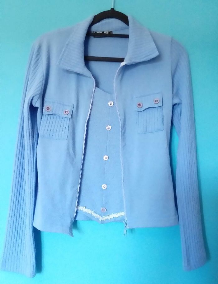 ⛵ Ensemble bleu gilet plus débardeur vintage YS taille 38 ⛵
