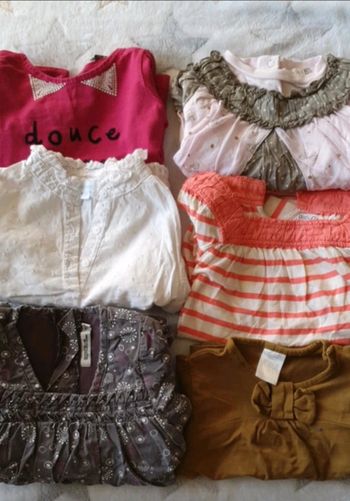 Lot t shirt manche longue  fille 9 mois