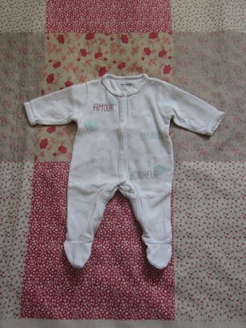 Pyjama velours blanc 1 mois