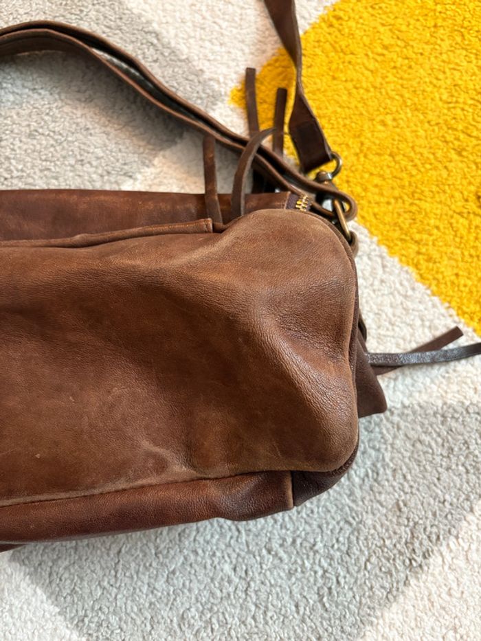 Sac à bandoulière en cuir marron Chantal B - photo numéro 9