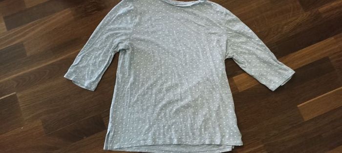 Haut femme gris pois blancs