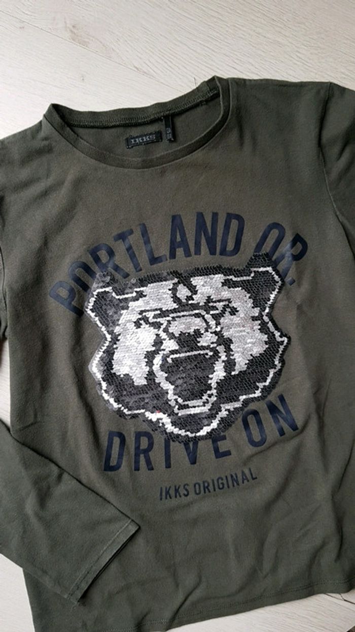 Tee shirt manches longues à sequins ikks garçon 12ans - photo numéro 6