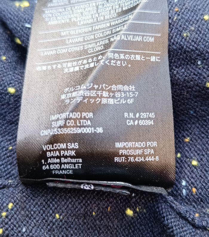 Pull légèrement col V Volcom Neuf taille S Bleu marine tacheté logo brodé Gris - photo numéro 10