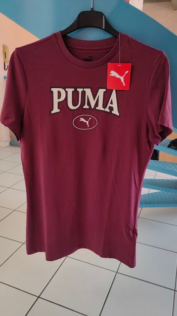Tee shirt Puma bordeaux taille 16 ans NEUF