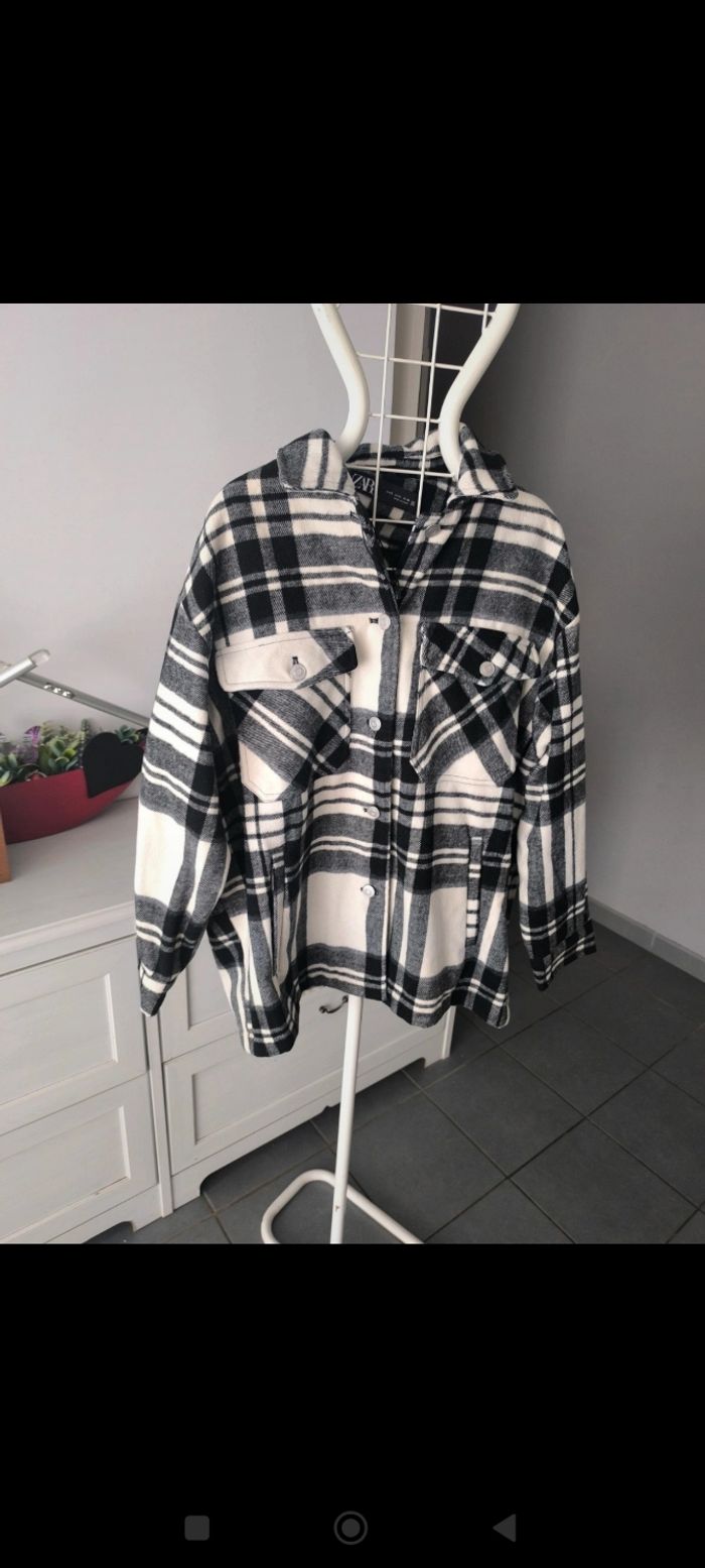 Veste a carreaux Zara noir et blanc