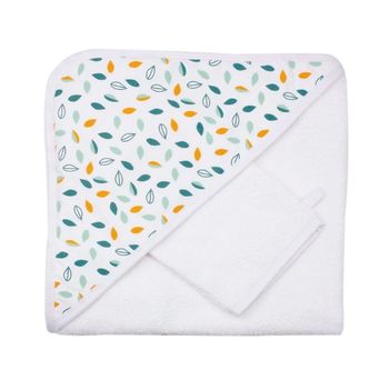 Cape de bain bébé avec gant Feuilles Kolala et sa Tribu Trois Kilos Sept NEUF