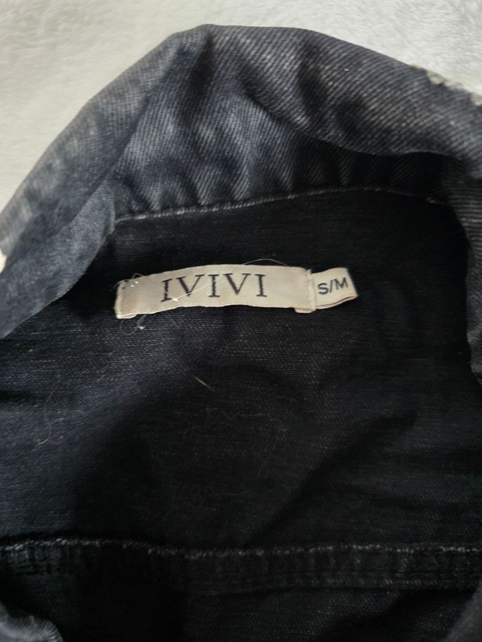Veste en jean noir longue - photo numéro 7