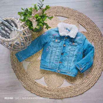 🧥Blouson aviateur en jean doublé polaire – 4 ans / 104 cm – Collection 2025