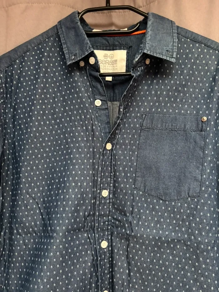 Chemise manche longue CrossHatch Ser55, chemise en jean, chemise homme jeans - photo numéro 7